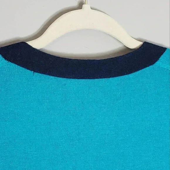 C. Wonder Button Down Cardigan Long Sleeve Teal Navy Blue Wool Alpaca NWT - Picture 8 of 10